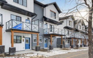 Modern StreetSide Calgary townhomes available for first-time home buyers beginning their homeownership journey.